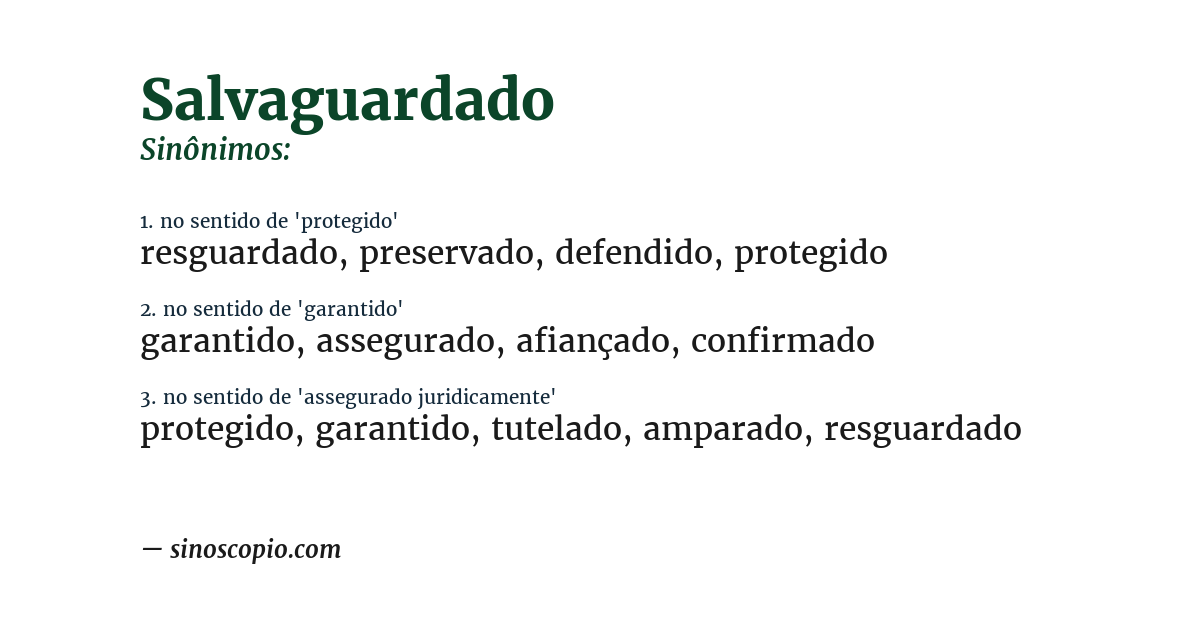 Sinônimo de salvaguardado