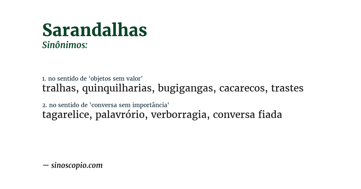 Sinônimo de sarandalhas