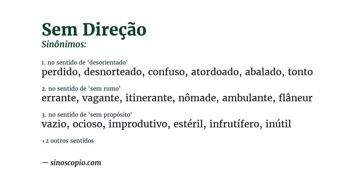 Sinônimo de sem direção