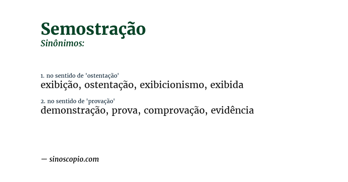 Sinônimo de semostração