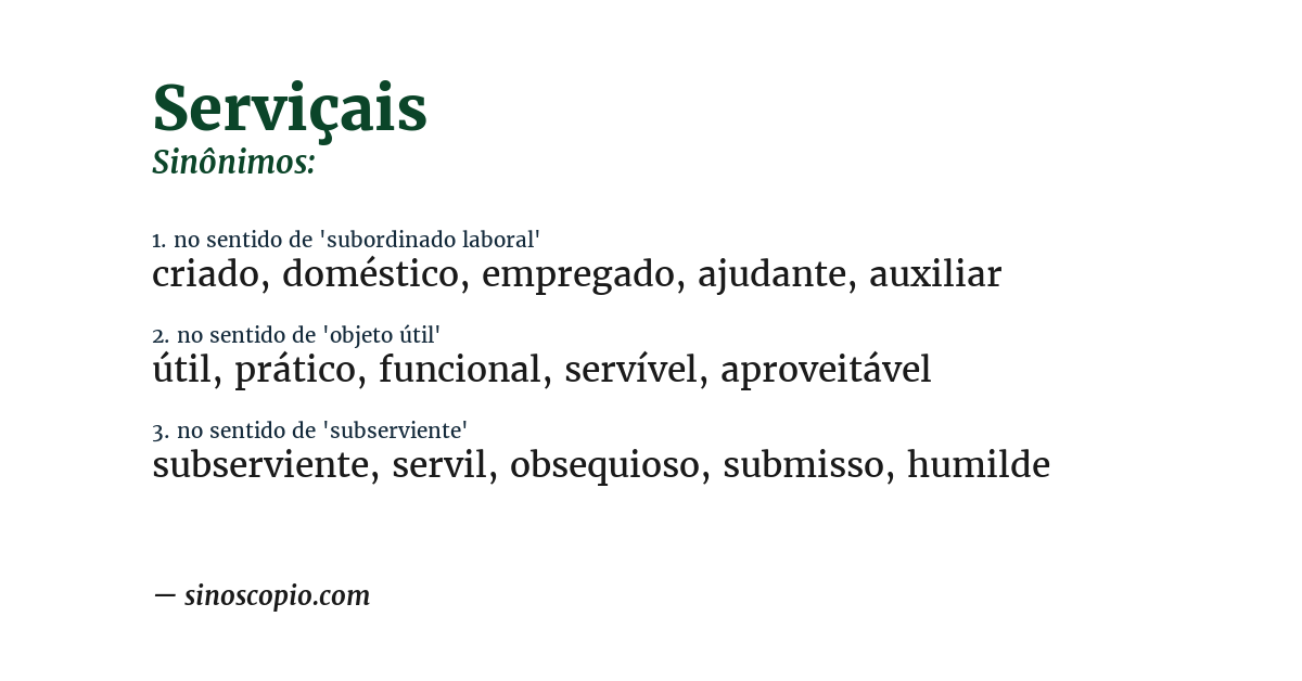 Sinônimo de serviçais