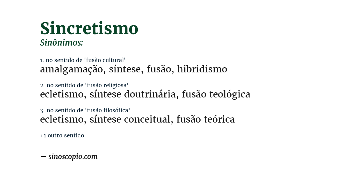 Sinônimo de sincretismo