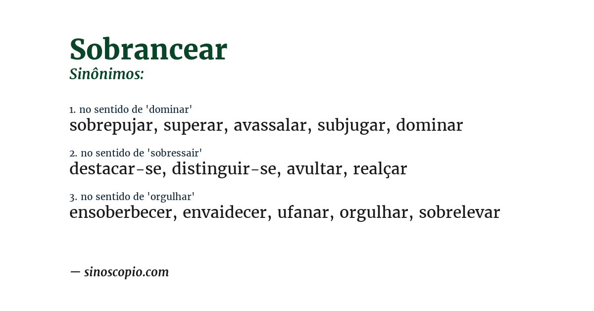 Sinônimo de sobrancear