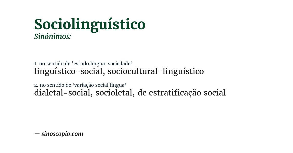 Sinônimo de sociolinguístico