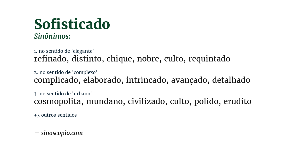 Sinônimo de sofisticado