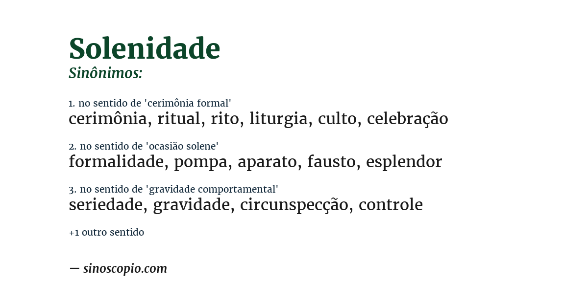 Sinônimo de solenidade