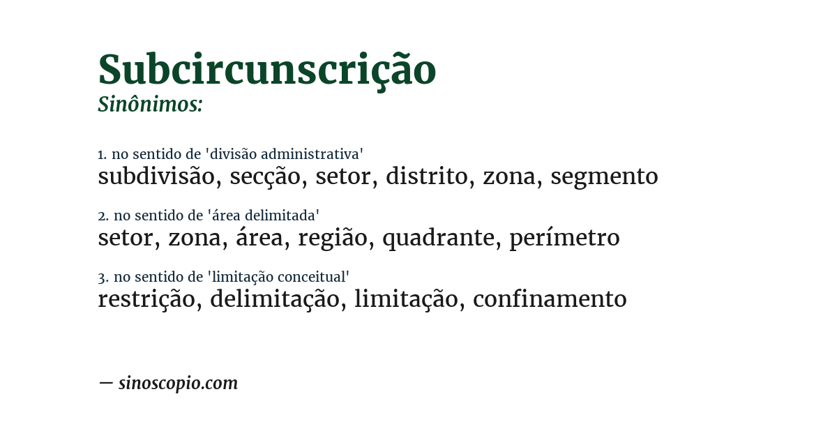 Sinônimo de subcircunscrição