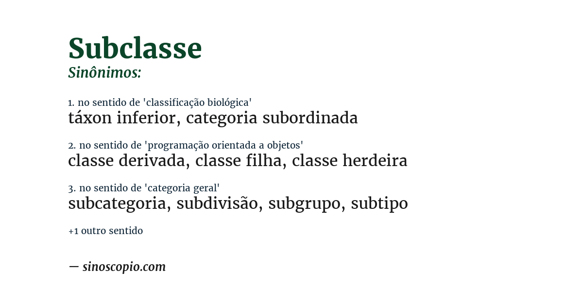 Sinônimo de subclasse