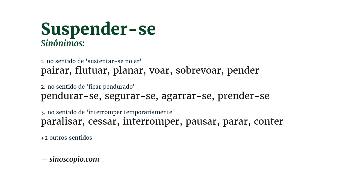 Sinônimo de suspender-se