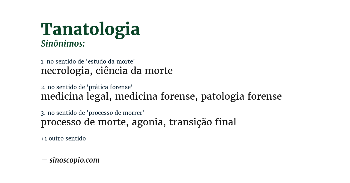 Sinônimo de tanatologia