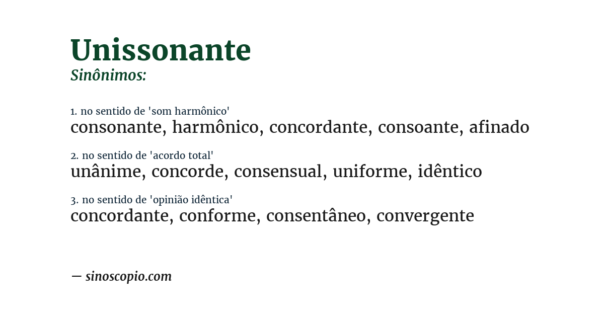 Sinônimo de unissonante