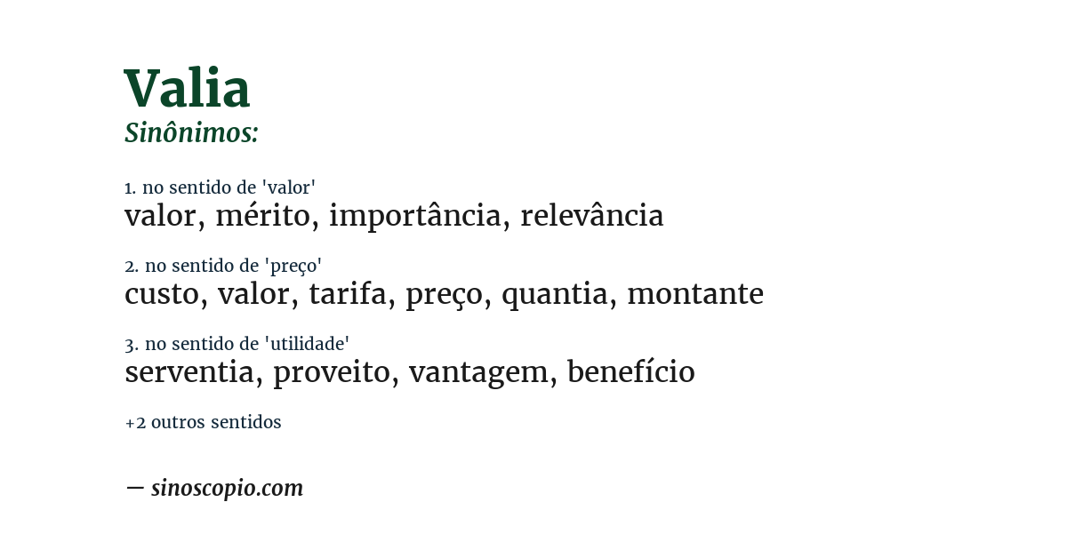 Sinônimo de valia