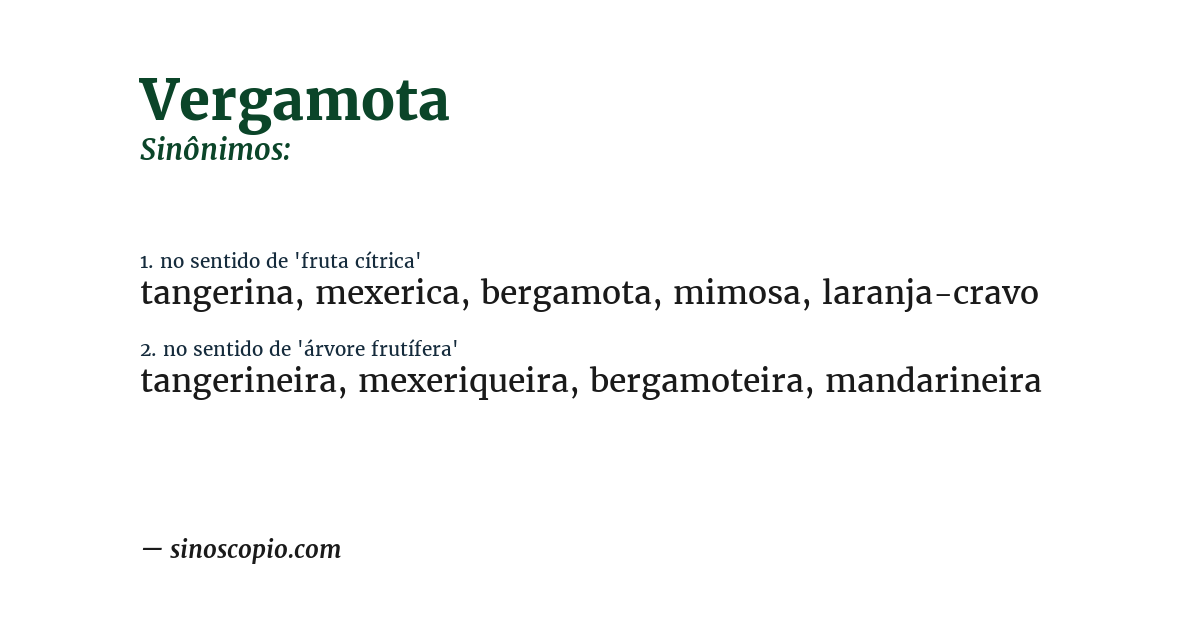 Sinônimo de vergamota