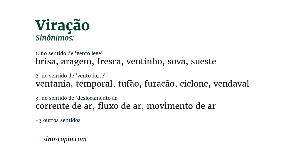 Sinônimo de viração