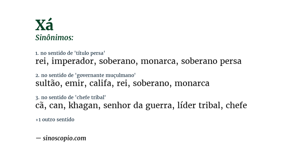 Sinônimo de xá