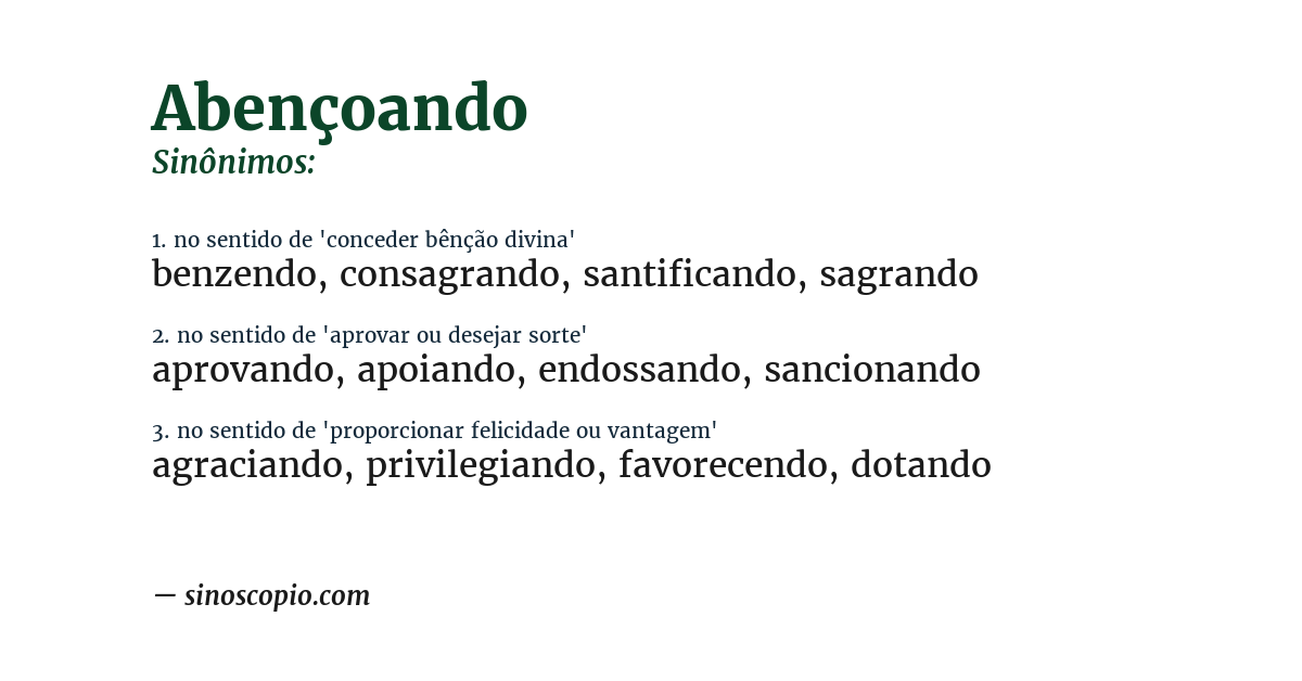 Sinônimo de abençoando