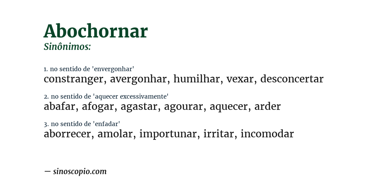 Sinônimo de abochornar