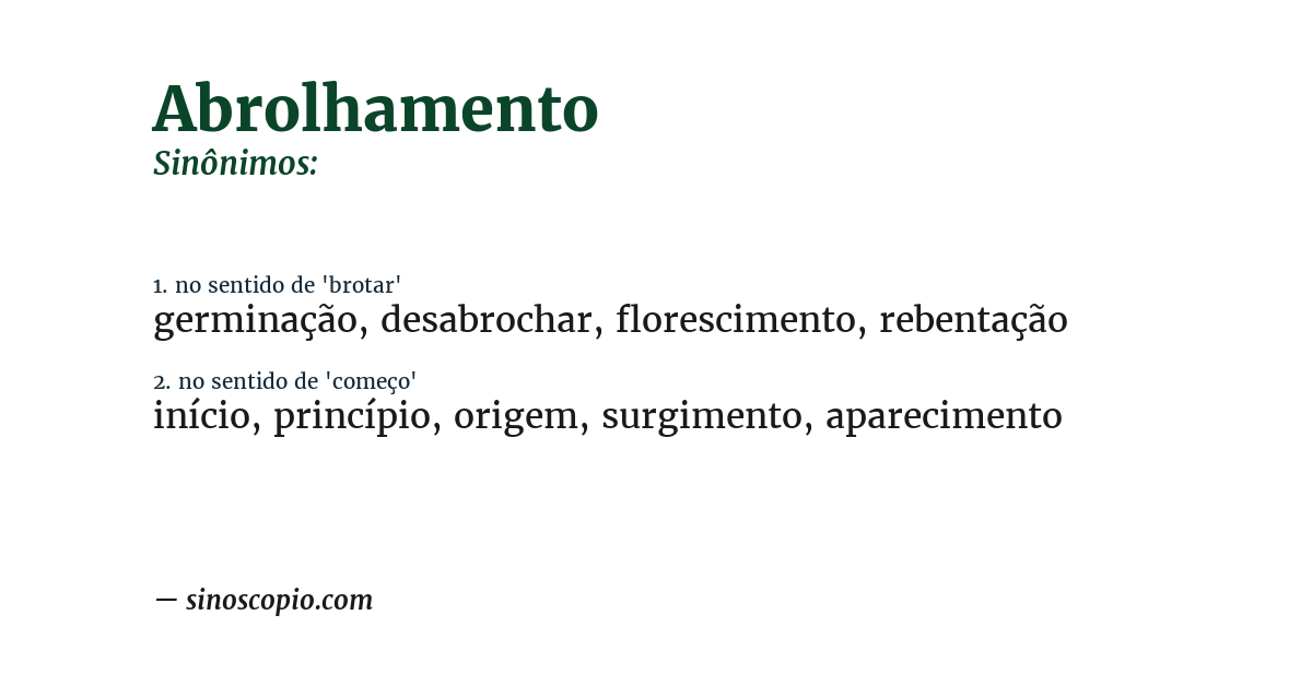 Sinônimo de abrolhamento