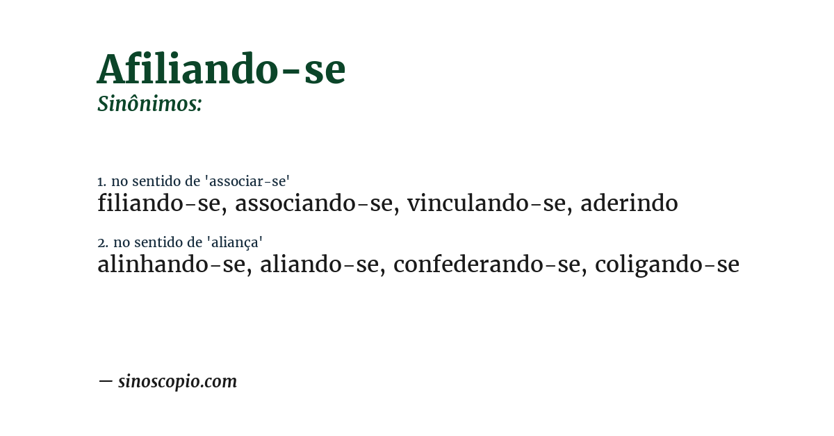 Sinônimo de afiliando-se