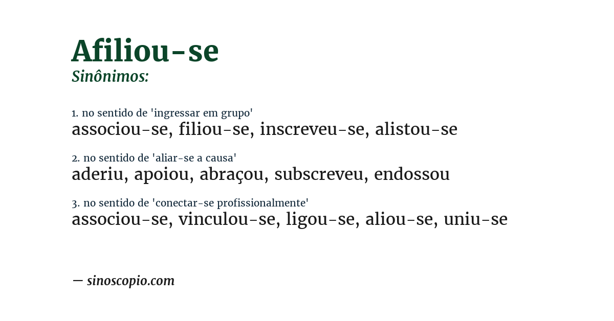 Sinônimo de afiliou-se