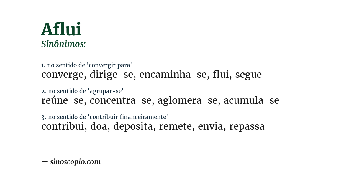 Sinônimo de aflui