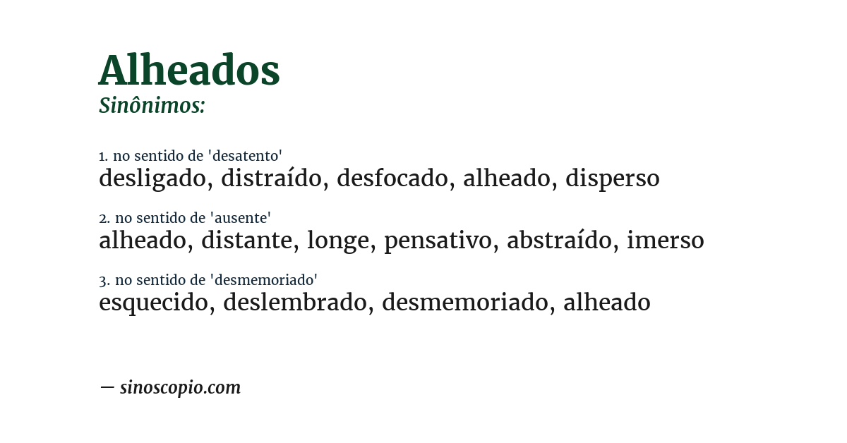 Sinônimo de alheados