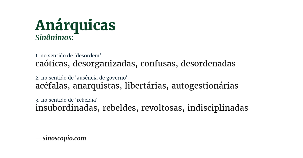Sinônimo de anárquicas
