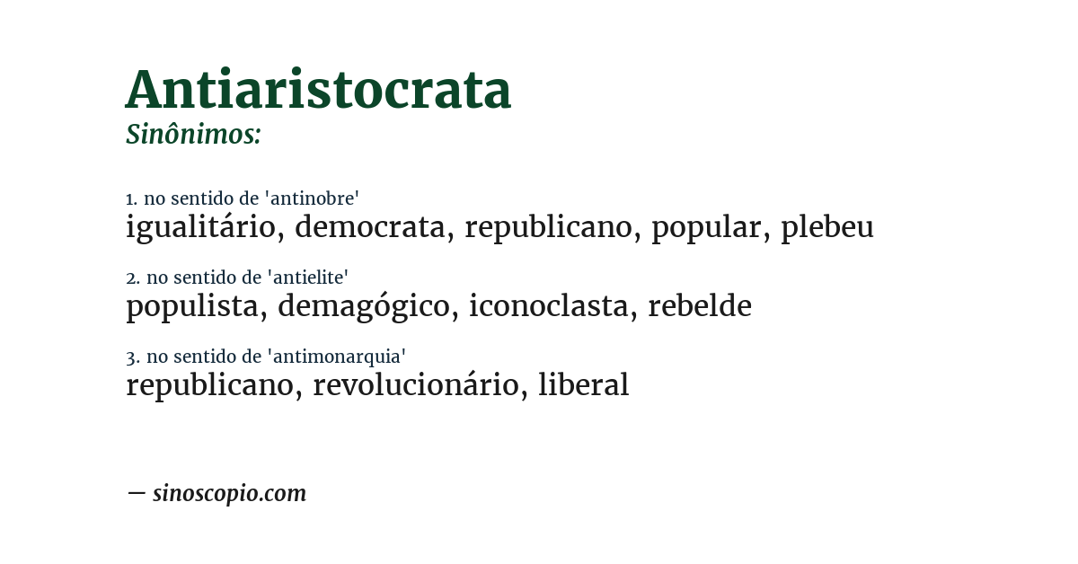 Sinônimo de antiaristocrata
