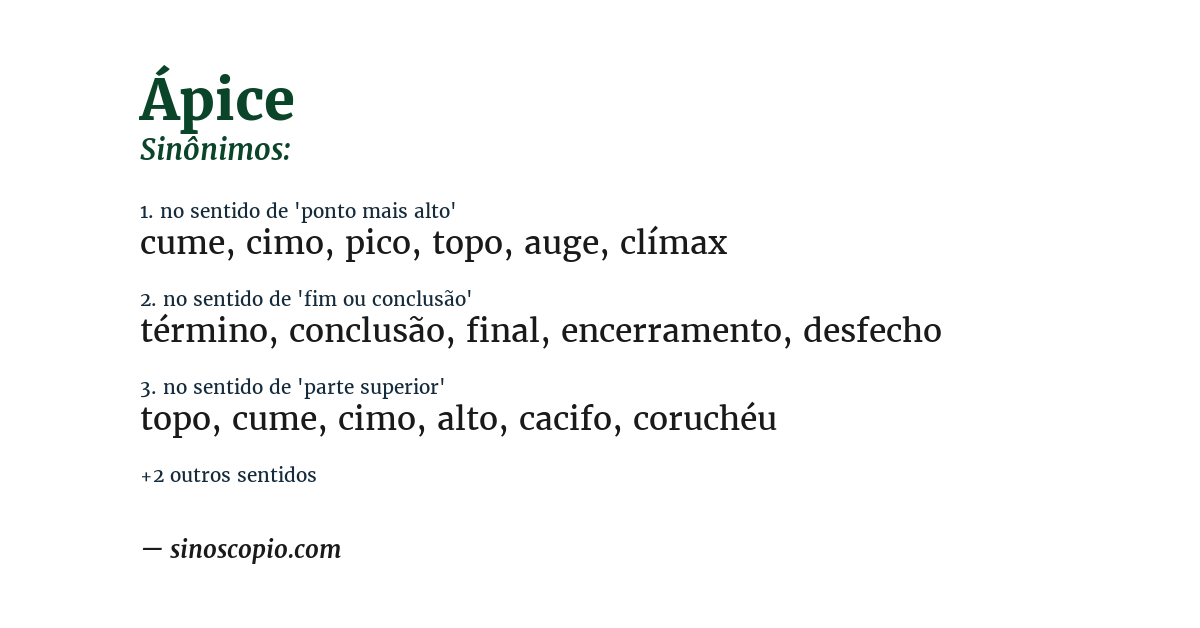 Sinônimo de ápice