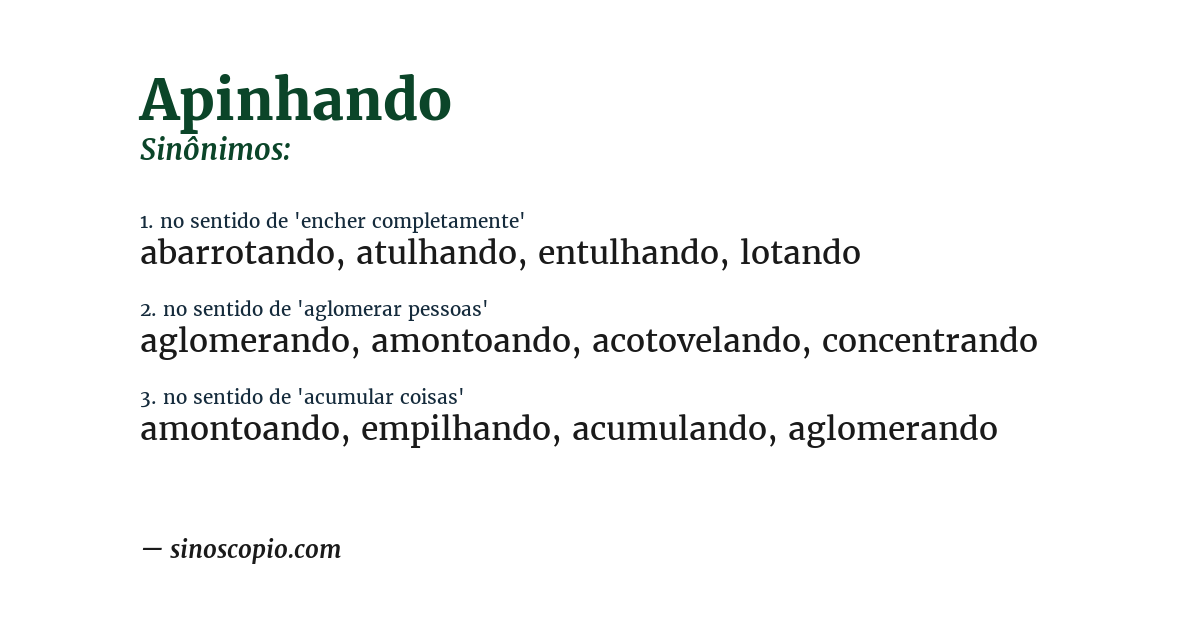 Sinônimo de apinhando