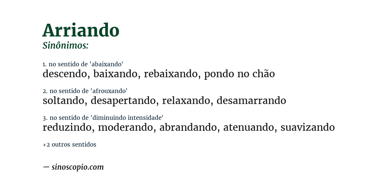 Sinônimo de arriando