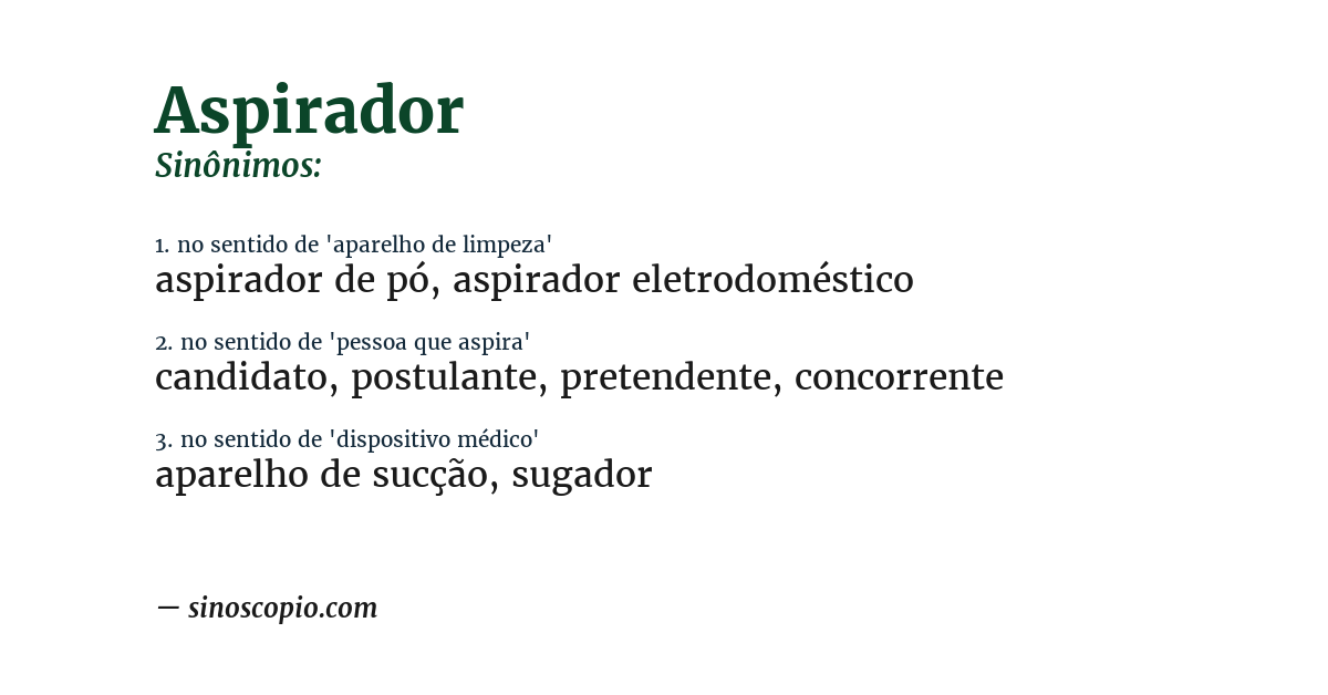 Sinônimo de aspirador