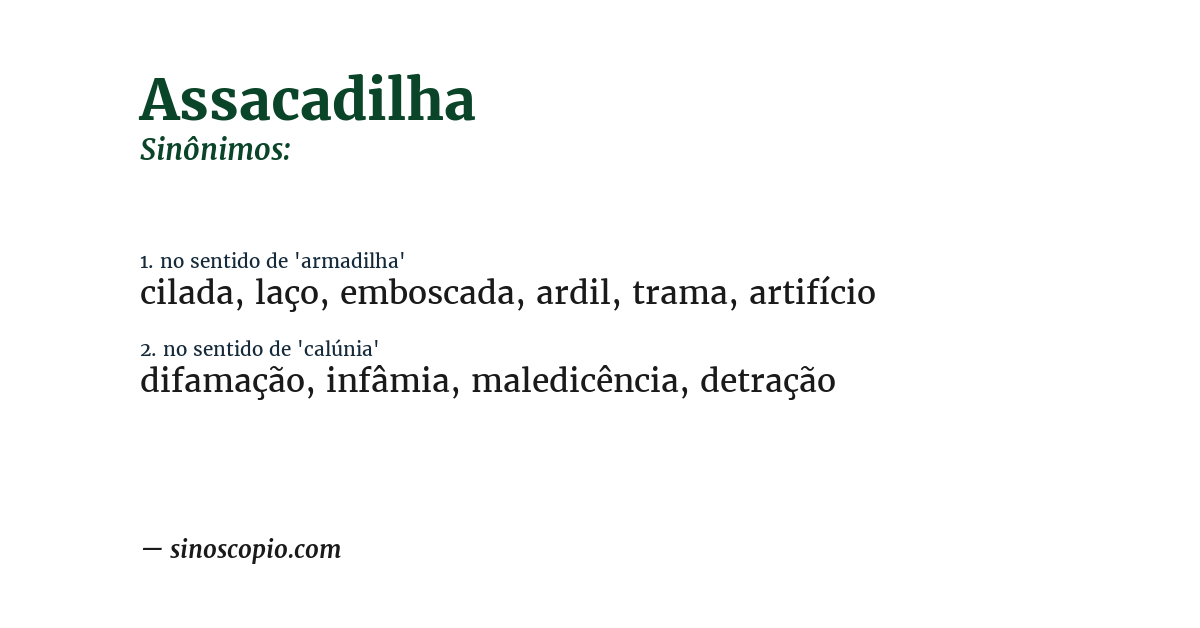 Sinônimo de assacadilha