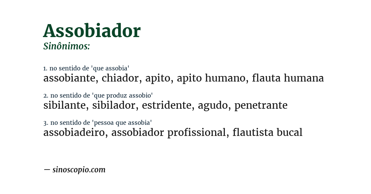 Sinônimo de assobiador