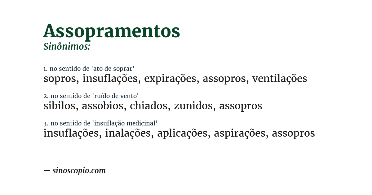 Sinônimo de assopramentos