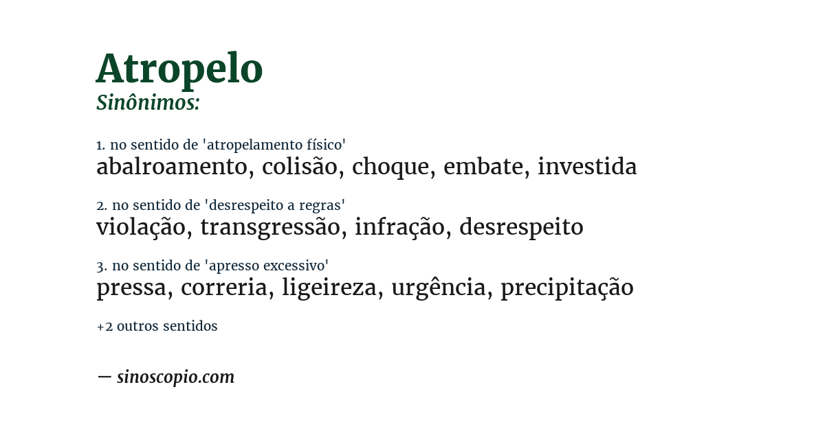 Sinônimo de atropelo