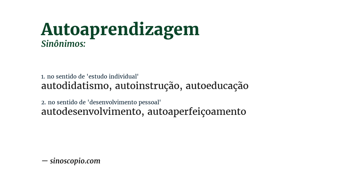 Sinônimo de autoaprendizagem