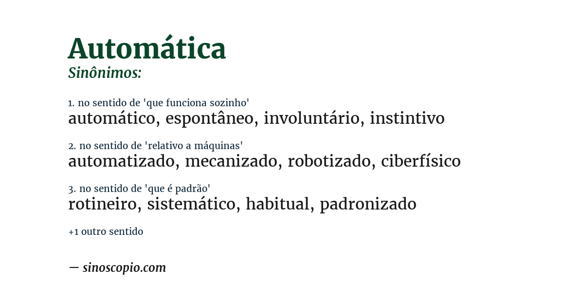 Sinônimo de automática