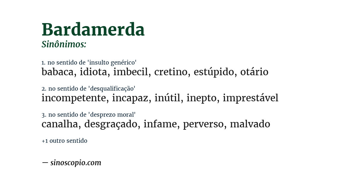 Sinônimo de bardamerda