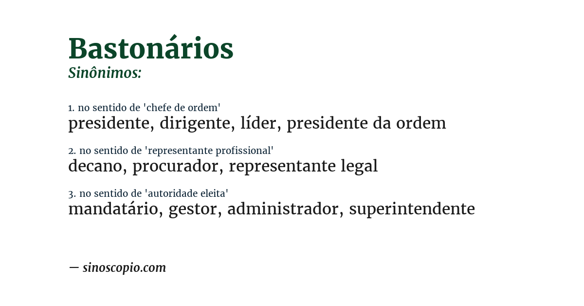 Sinônimo de bastonários