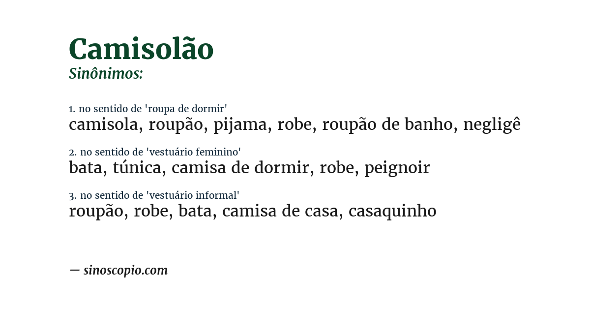 Sinônimo de camisolão