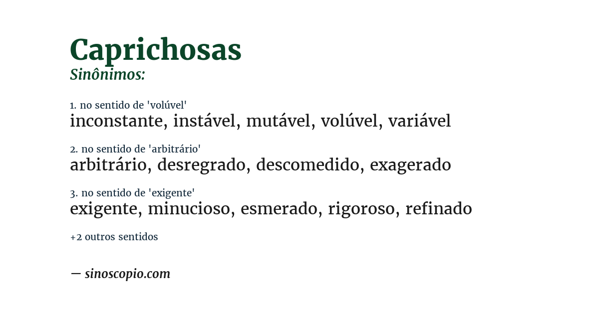Sinônimo de caprichosas