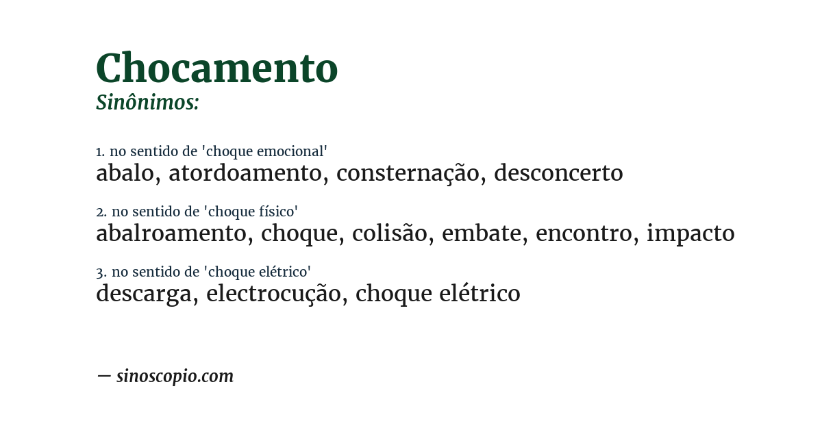Sinônimo de chocamento