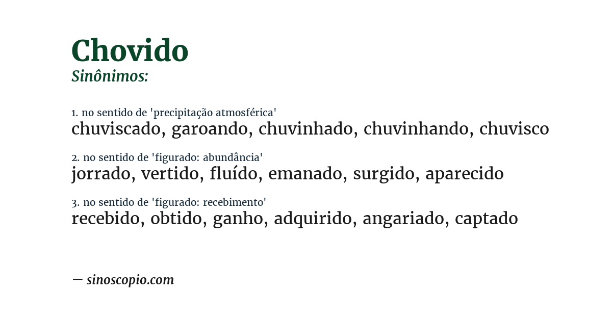 Sinônimo de chovido