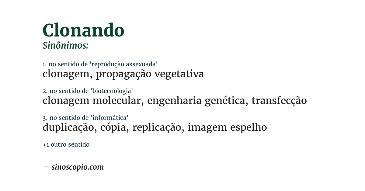 Sinônimo de clonando