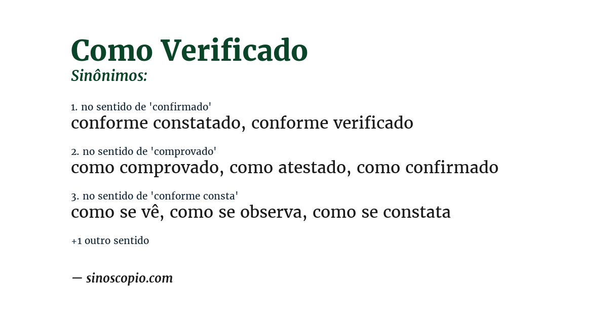 Sinônimo de como verificado