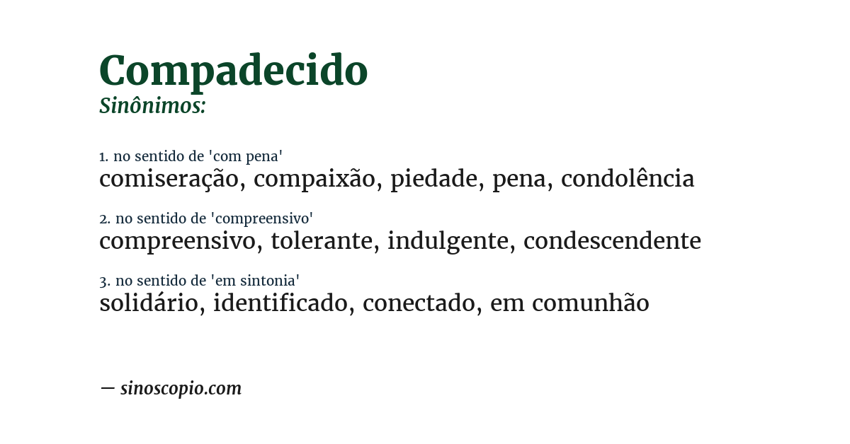 Sinônimo de compadecido