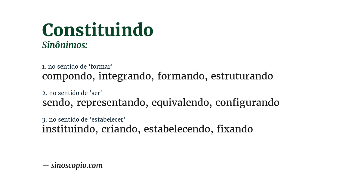 Sinônimo de constituindo