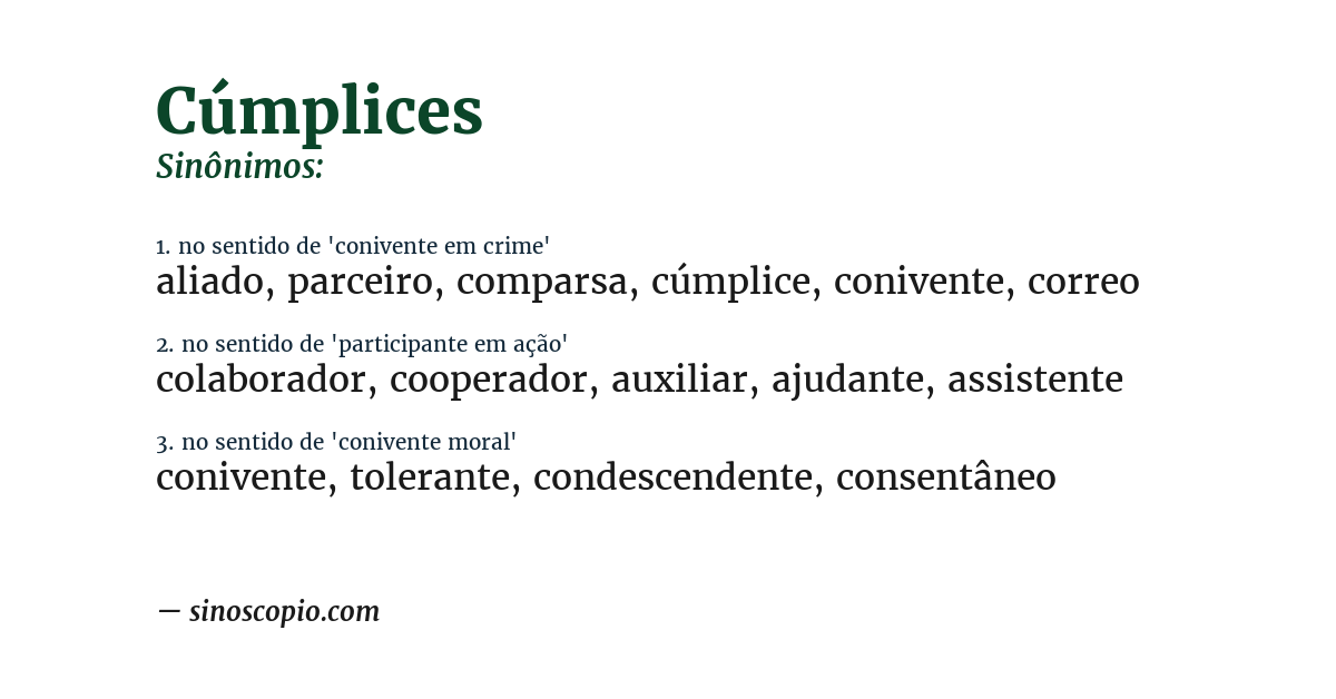 Sinônimo de cúmplices