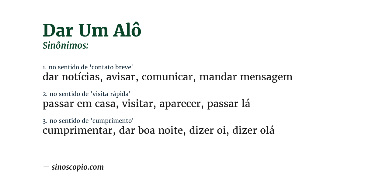 Sinônimo de dar um alô